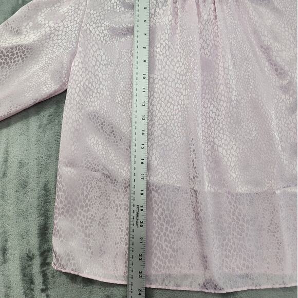 Vintage Grand Design Top Womens 12 Pink Jacquard Silky High Neck Long Sleeve - Picture 9 of 10